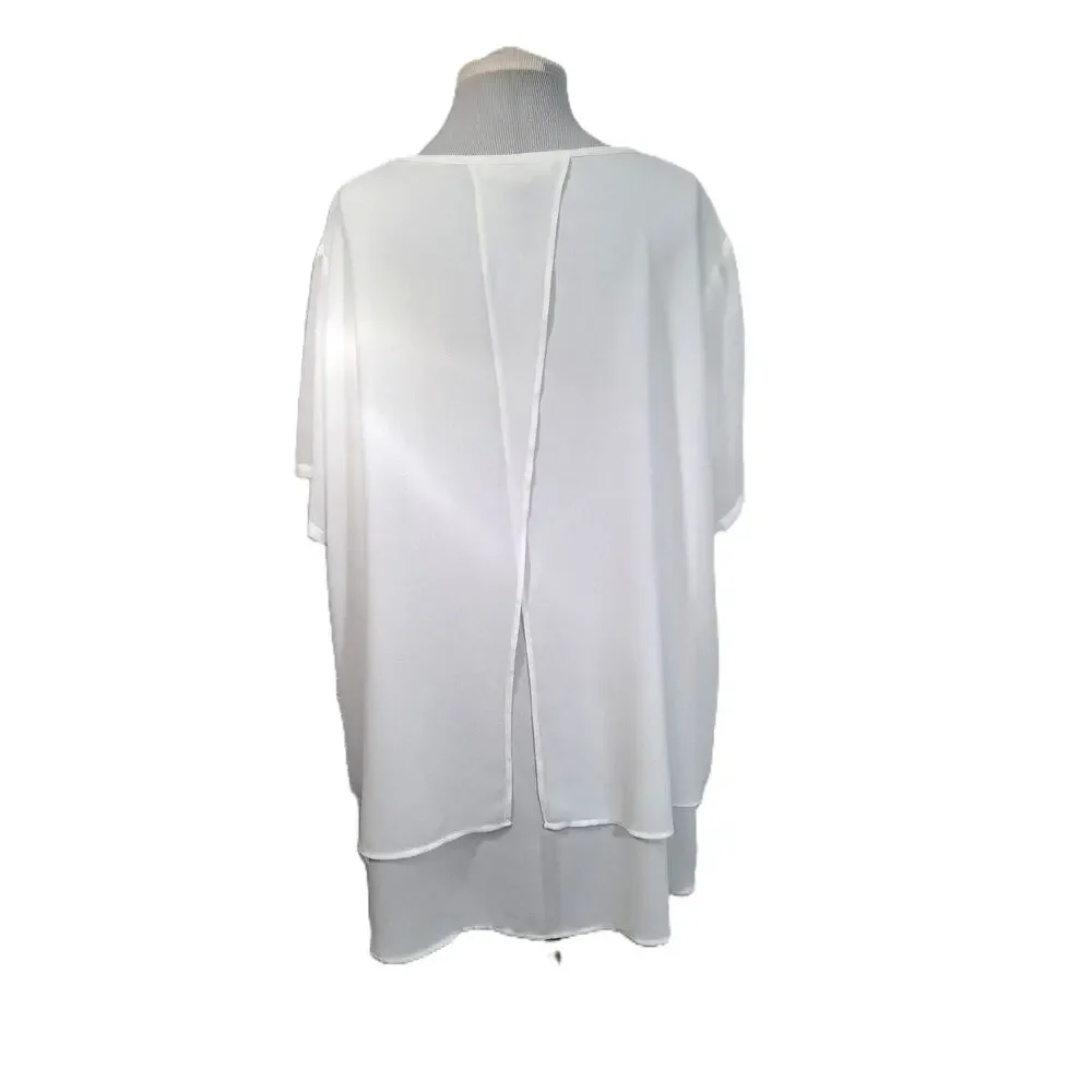 Michael Kors White Layer Whimsical Layered Top Size 2X